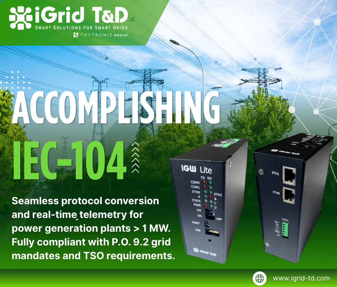 iGrid T&D iGW Series RTU for IEC 60870-5-104 grid compliance